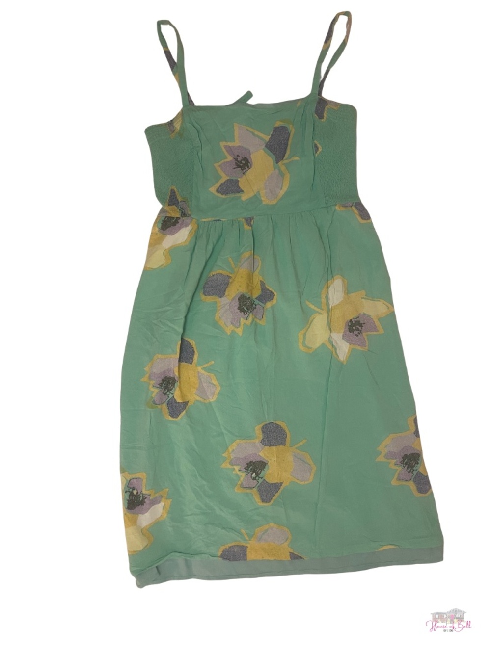 Corey Lynn Calter Teal Floral Smocked Midi Dress XL Boho Anthropologie Style